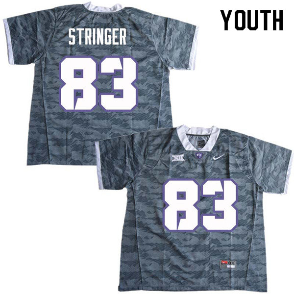 Youth #83 Brady Stringer TCU Horned Frogs College Football Jerseys Sale-Gray